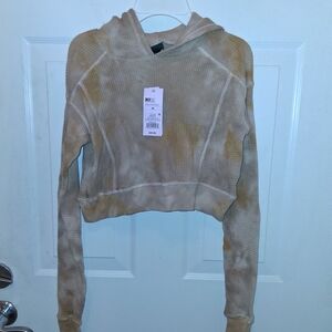 Wild Fable Beige Tie-Dye Cropped Hoodie